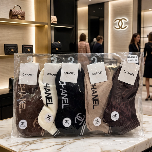 Chanel Brand Socks – Soft Luxury Designer Comfort (Set of 5)
