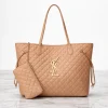 YSL Quilted Tote Bag in black leather