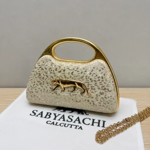 Sabyasachi Elegant Leopard Clutch Bag front view
