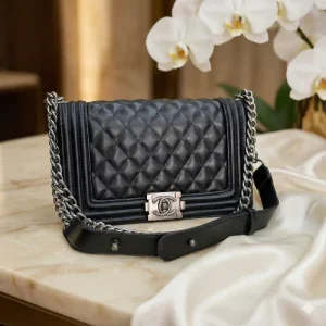 Chanel Le Boy Luxury Bag in black leather