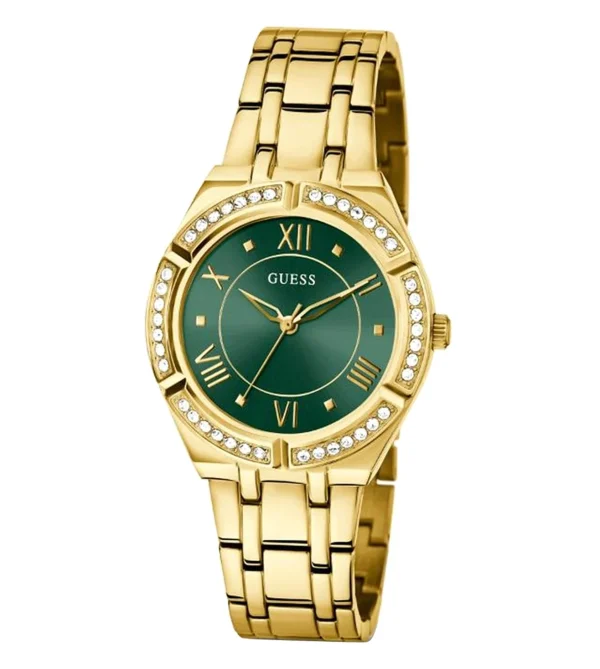 Guess COSMO Women Green Round Dial Analog Watch front view