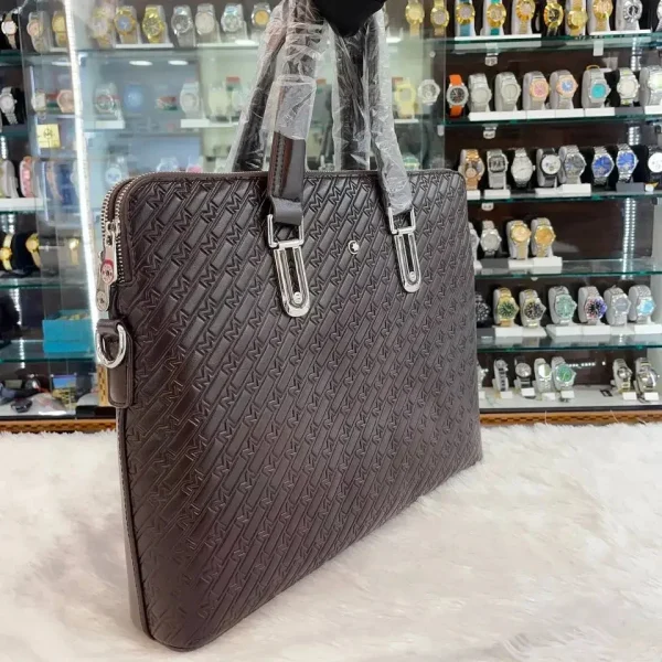 RqXpE3yX.jpg MONT BLANC LAPTOP BAG BROWN front view