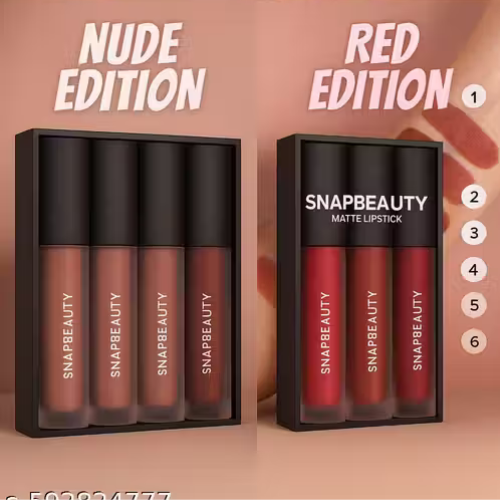 Long Lasting Multicolour Matte Lipstick Red_Nude Edition Combo pack Of 8 Pc