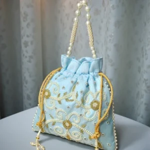 Luxory Royal Pearl Embroidered Potli Bag front view