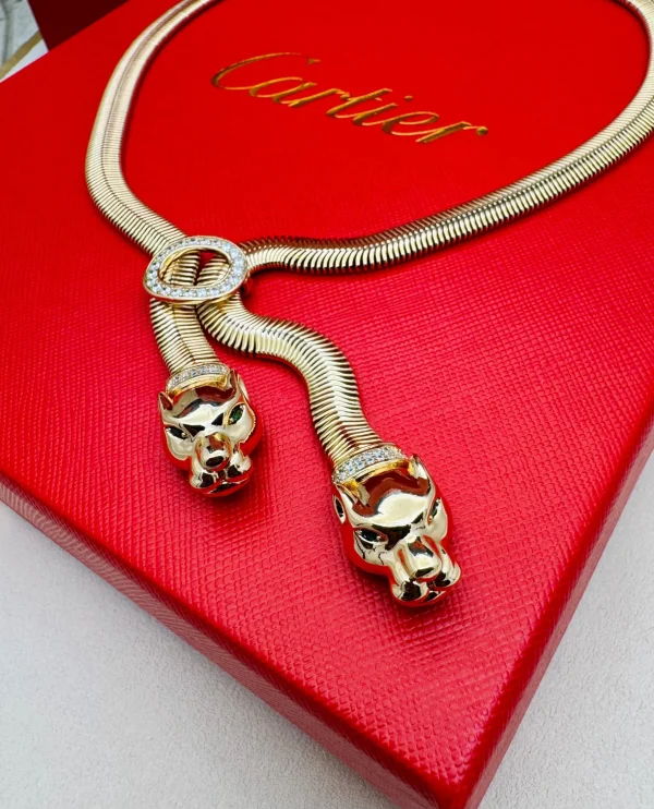 Cartier Double Panther Face Necklace front view