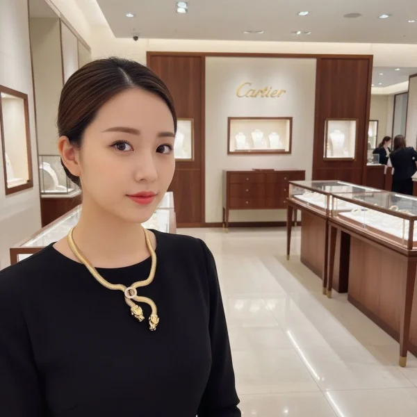 Cartier Double Panther Face Necklace front view