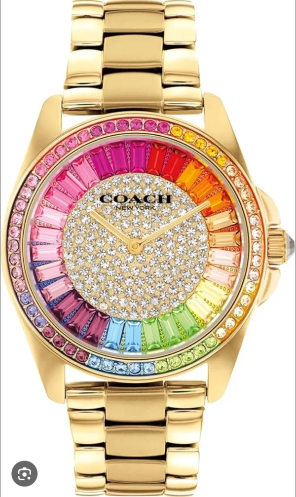 WhatsAppImage2026-01-16at6.44.55PM.jpg COACH GREYSON RAINBOW CRYSTAL DIAL WATCH FOR HER - front view