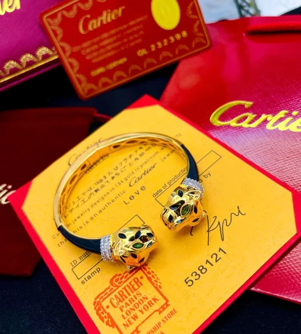 CARTIER DOUBLE FACE BLACK PANTHERE BRACELET front view