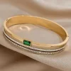 Emerald Accent Dual-Line Crystal Bracelet close-up