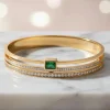 Emerald Accent Dual-Line Crystal Bracelet close-up