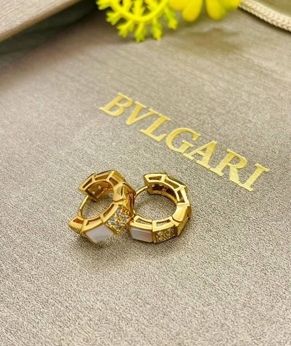 BVLGARI Serpent Diamond Studded Earrings close-up view