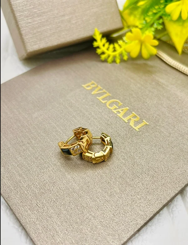 BVLGARI Serpent Diamond Studded Earrings close-up view