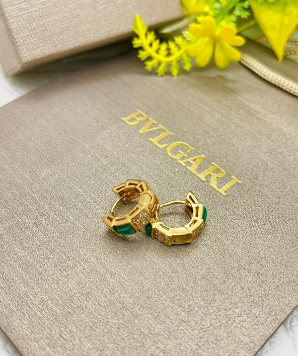BVLGARI Serpent Diamond Studded Earrings close-up view