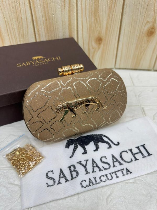 WhatsAppImage2026-02-17at11.03.17AM.jpg Sabyasachi Heritage Panther Clutch – Regal Sand Edition