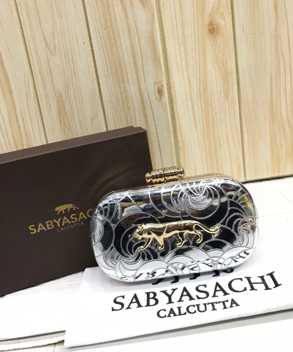 WhatsAppImage2026-02-17at11.03.22AM.jpg Sabyasachi Moonlight Tiger Signature Clutch front view