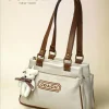 Coach New York Canvas Tote Bag in beige with teddy keychain