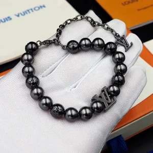 LV Monogram Beaded Bracelet close-up view