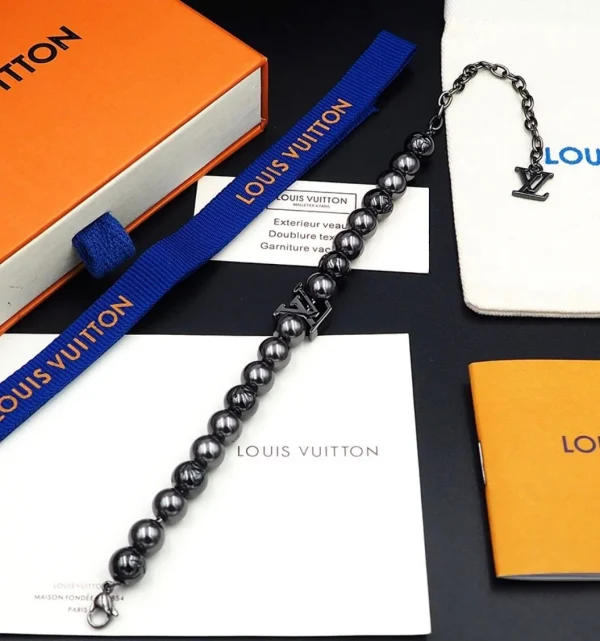 LV Monogram Beaded Bracelet close-up view