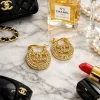 Chanel Crystal Hoop Earrings front view