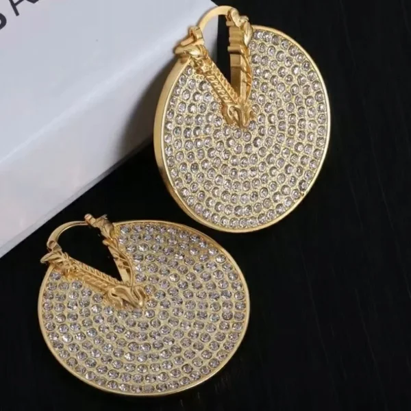 Versace Big Diamond Earrings front view