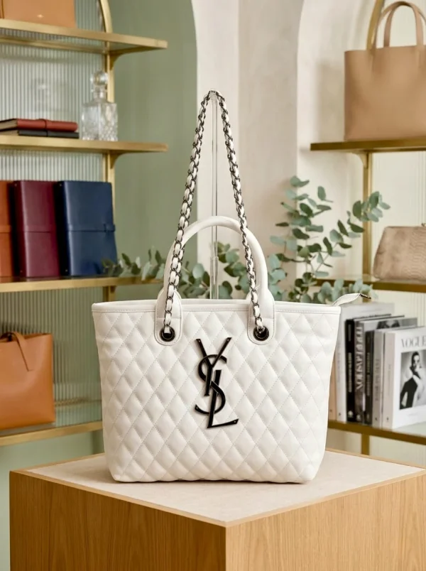 YSL Tote Handbag in black leather