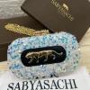 Sabyasachi Emerald Panther Sequin Clutch front view