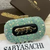 Sabyasachi Emerald Panther Sequin Clutch front view