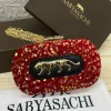 Sabyasachi Emerald Panther Sequin Clutch front view