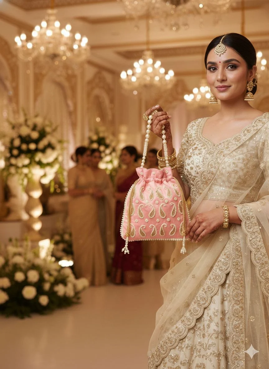 Luxory Royal Pearl Embroidered Potli Bag