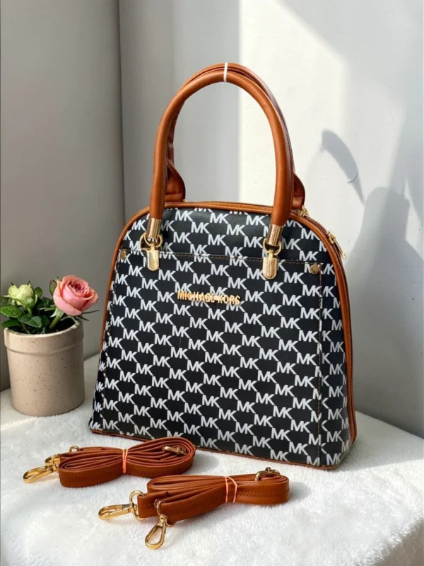 Michael Kors Signature MK Monogram Satchel Bag front view