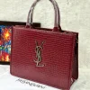 YSL Croco Embossed Leather Tote Handbag front view