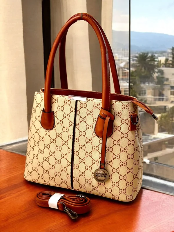 GG Canvas Dual Zipper Tote Bag front view