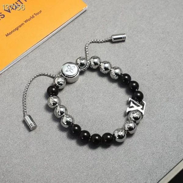 LV Monogram Beaded Bracelet close-up view