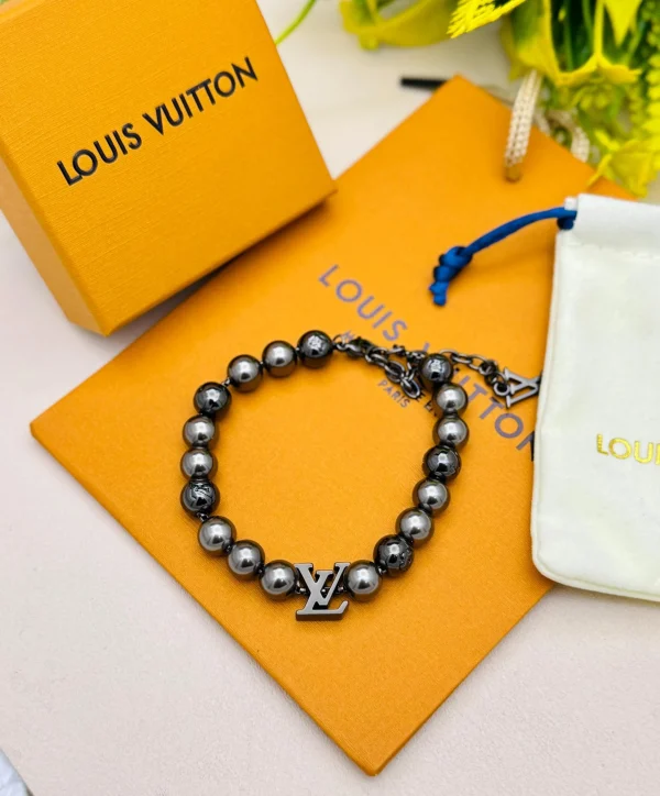 LV Monogram Beaded Bracelet close-up view