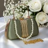 Bridal Pearl Clutch with intricate design