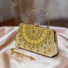 Elegant Crimson Velvet Floral Hand-Embroidered Bridal Clutch