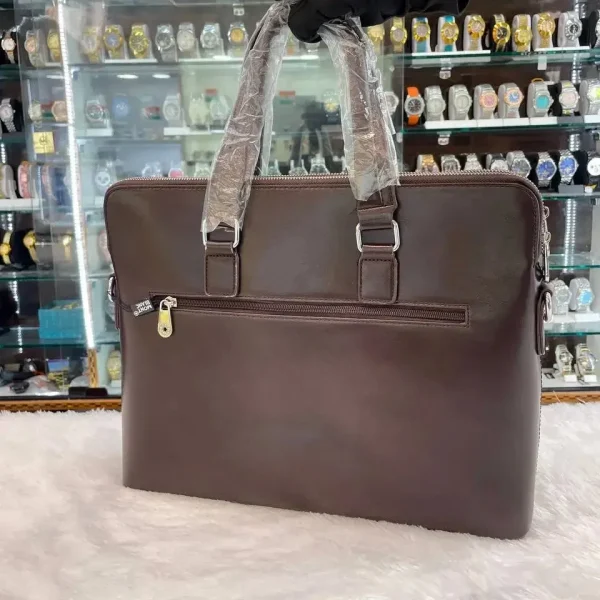 YFhlW6ec.jpg MONT BLANC LAPTOP BAG BROWN front view