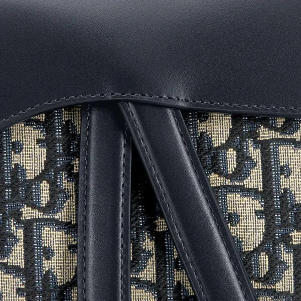 Dior Saddle Bag 25cm in leather and canvas with black D-print