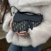 Dior Saddle Bag 25cm in leather and canvas with black D-print