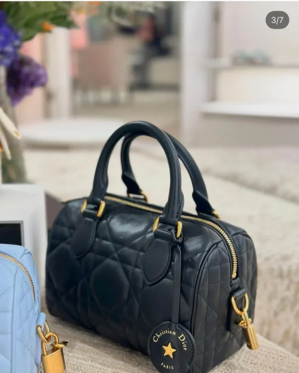 Dior Groove 25 Bag in Black Macrocannage Calfskin front view
