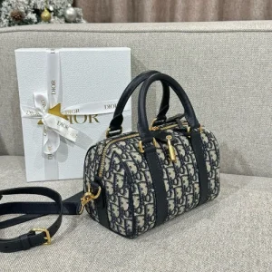 Christian Dior Oblique Nano Groove 17 Bag Blue front view