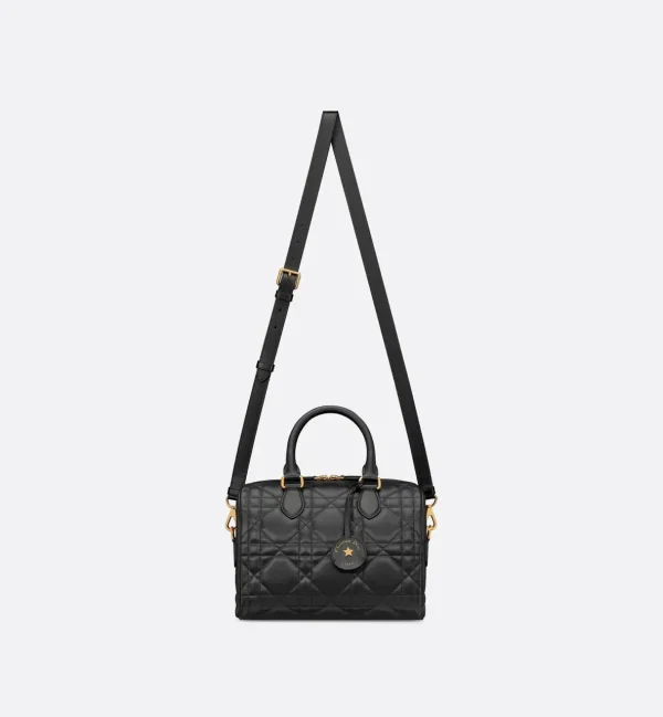 Dior Groove 25 Bag in Black Macrocannage Calfskin front view