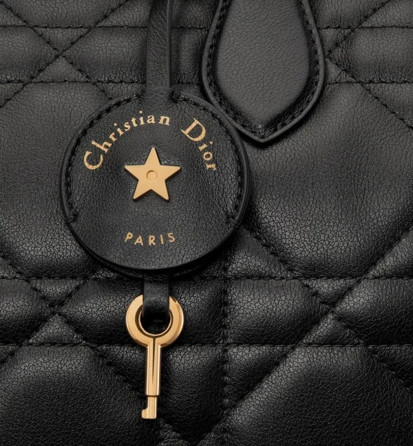 Dior Groove 25 Bag in Black Macrocannage Calfskin front view