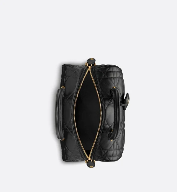 Dior Groove 25 Bag in Black Macrocannage Calfskin front view
