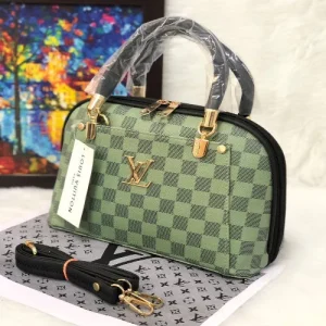 Front view of LV Checkered Mini Bowler Handbag
