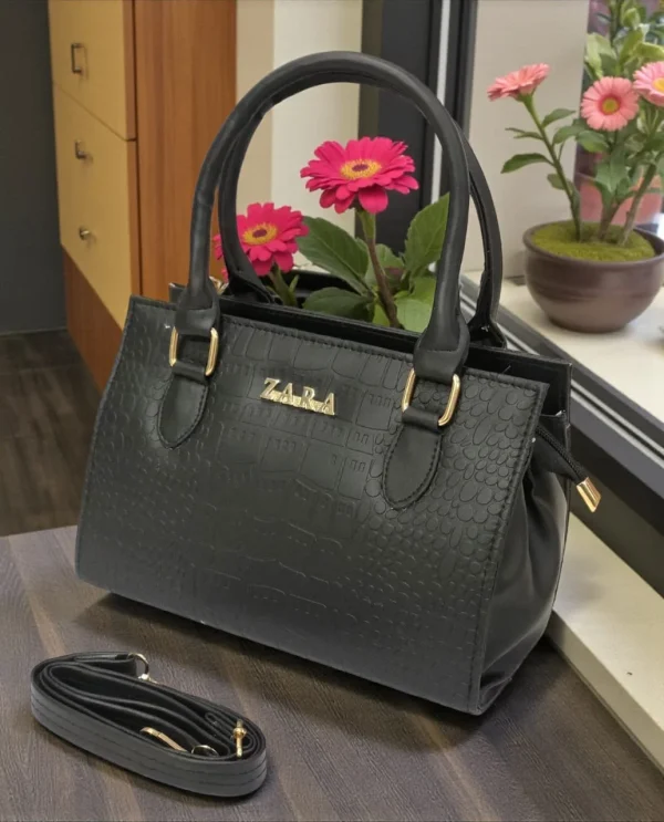 ZARA Chic Croc Classic Handbag in black