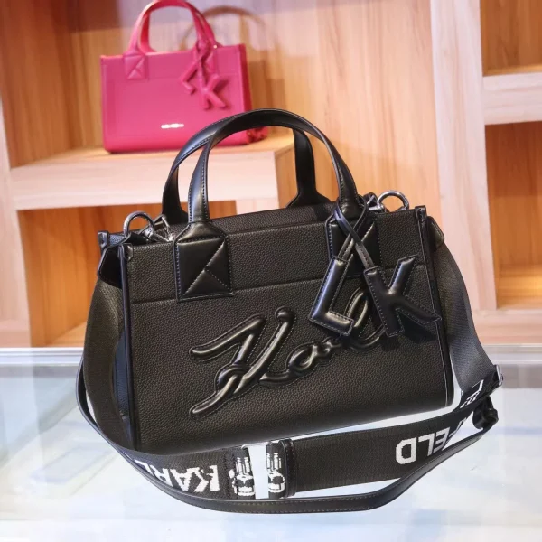 Karl Signature Top-Handle Bag in black