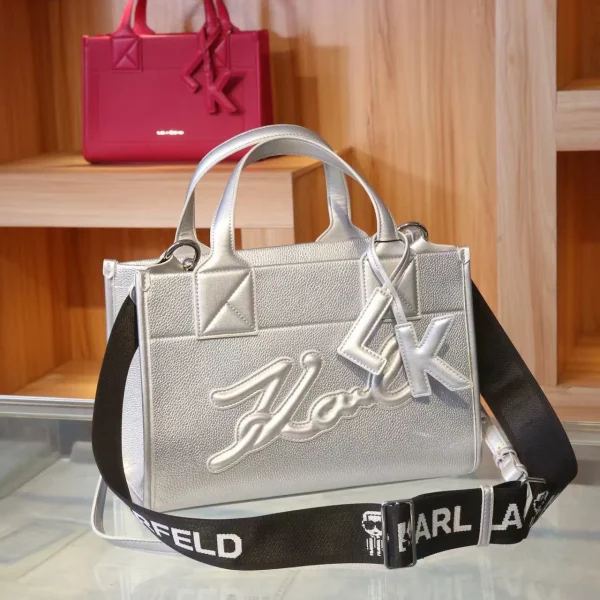 Karl Signature Top-Handle Bag in black