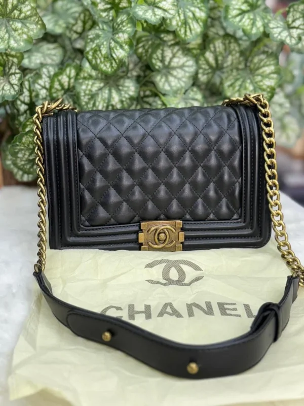 Chanel Le Boy Luxury Bag in black leather