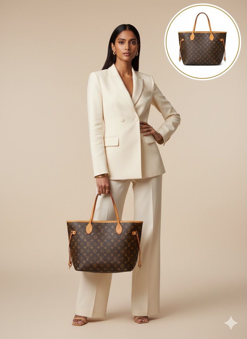 Louis Vuitton GO Signature Tote Bag with Removable Wallet